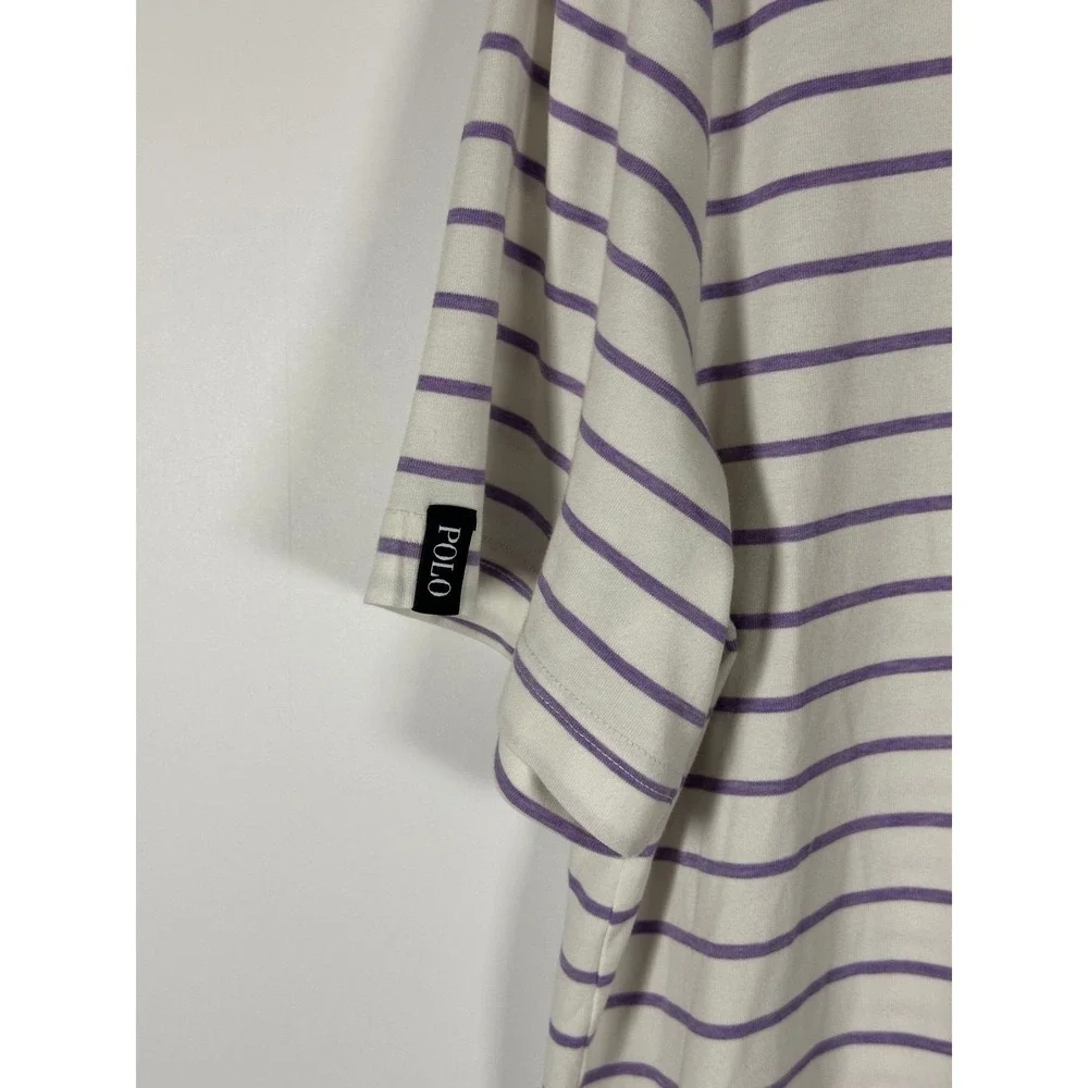 Polo Golf Ralph Lauren Polo Shirt Mens L White Lavender Stripe Short Sleeve